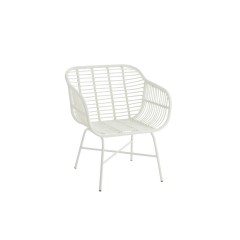 METAL RATTAN ARMCHAIR WHITE IN AND OUTDOOR - CHAIRS, STOOLS